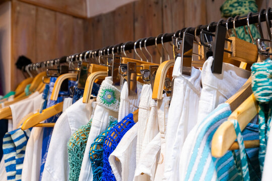 Women's clothing store with colorful garments