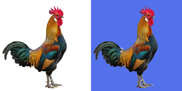 Two cartoon roosters standing side by side