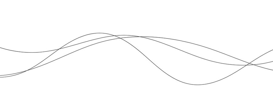 Minimalist black outline wave lines vector background