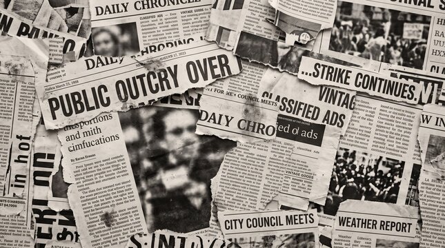 Vintage Newspaper Clipping Collage Background