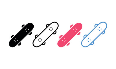 Four colorful skateboard icons in a row © candysartistry