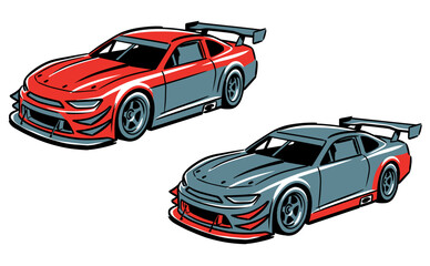 Fototapeta premium Car print design for t shirt print, poster, sticker and other uses. Legend race. Road speed graphic print. Extreme racing. Full speed racing club