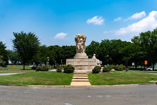 National Landmark: John Ericsson Memorial and Allegorical Figures Sculpted by James Earle Fraser in West Potomac Park in Washington, D.C.
