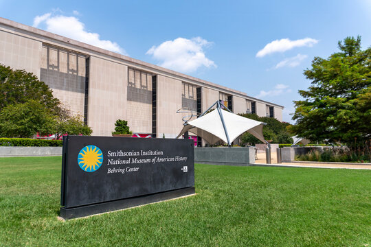 American Heritage: Exterior View and Entrance Sign of the Smithsonian National Museum of American History Behring Center, Washington D.C.