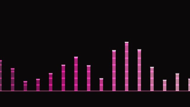 A seamless looping pattern of pink equalizer bars rising and falling against a black background.