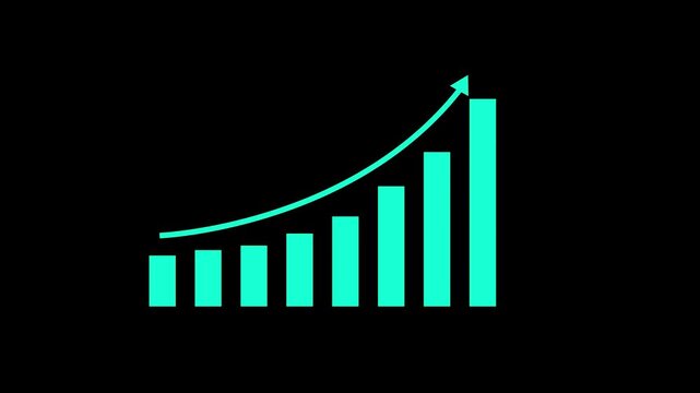 Growth, arrow up. Finance, Bar graph going up, Profit concept, positive increase chart. graph with rising up arrow and bar stats animation.