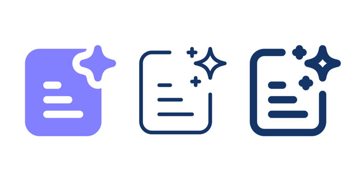AI document  line icon vector. AI file with sparkles vector glyph icon.