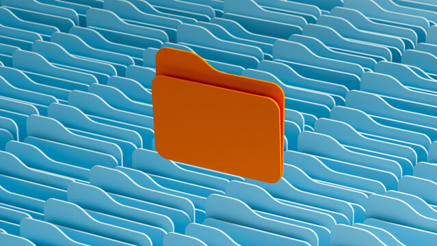 Highlighted folder stands out among blue digital folders
