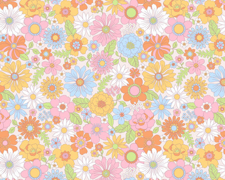 Retro Groovy Floral Pattern
