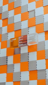 Futuristic interface panels on geometric technology background