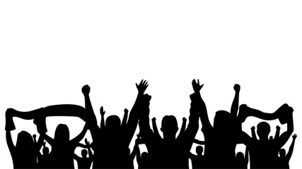 Obraz premium Raised Hands of Crowd Celebrating at Music Festival with Silhouettes of Dancing People, DJ Stage, Disco Party Atmosphere and Youth Concert Celebration Vector Illustration