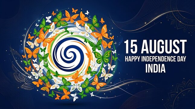 Creative floral design for happy independence day india celebration with tricolor flowers and artistic elements