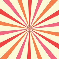 Obraz premium a retro background with radial lines in carnival colors. Pink, orange, red, and beige