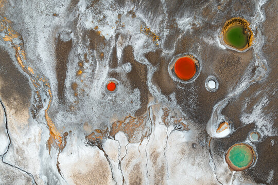 Aerial abstract saline patterns of Antofalla Salt Flat
