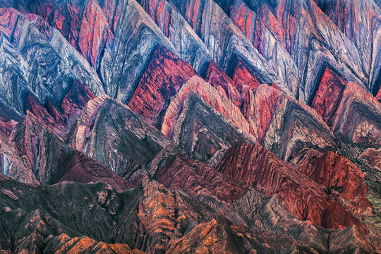 Colorful eroded mountain layers at Hornocal, Argentina