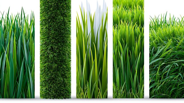 Vertical Grass Panels Display Fresh Green Textures Across Segments.