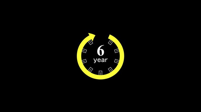 Dynamic circular timer showcasing six year milestone progress with vibrant yellow highlight and clean