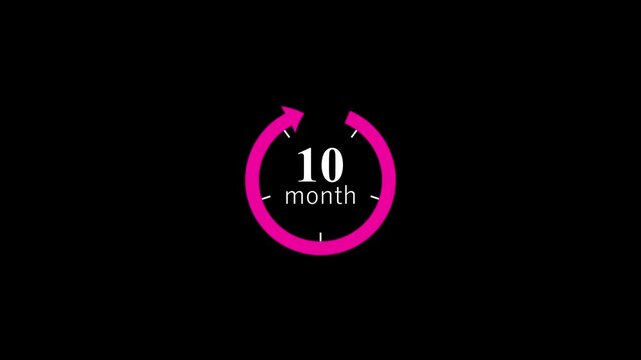 Modern minimalist ten month countdown progress indicator animated circular timer showcasing milestone