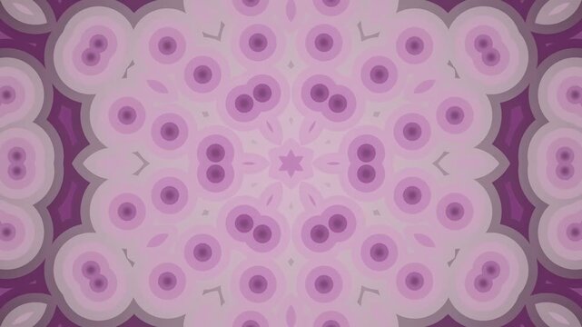 A seamless background design featuring a loop of purple flower shapes with central dots.
