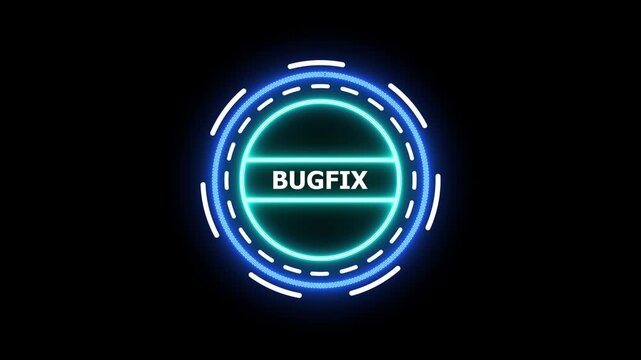 Modern glowing digital bugfix animation circular neon green blue tech branding symbol highlighted dynamic