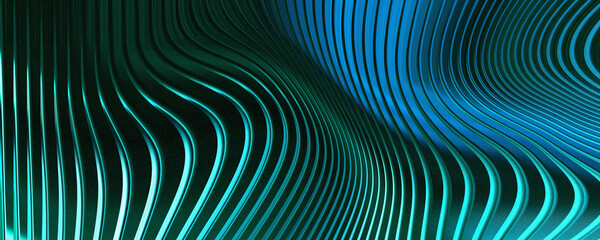 Fototapeta premium Abstract 3d background with flowing blue and green metallic lines