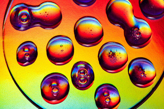 Vibrant neon bubbles creating colorful abstract art