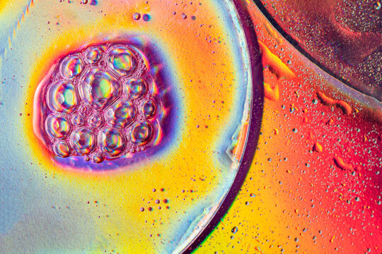 Abstract view of colorful neon cosmetic bubbles