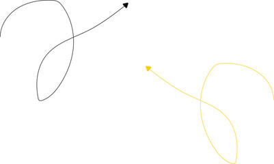 Obraz premium Black and yellow hand-drawn curved arrows on white background