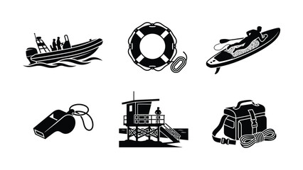 Lifeguard rescue equipment set icons © SHOFIQUL