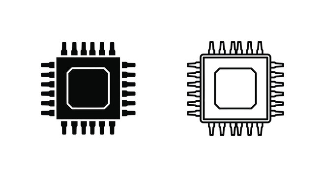 Microchip vector icons silhouette chip electronics circuit