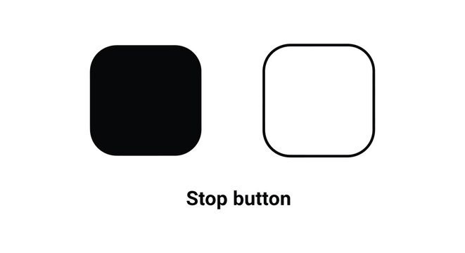 Stop button silhouette icon vector black white