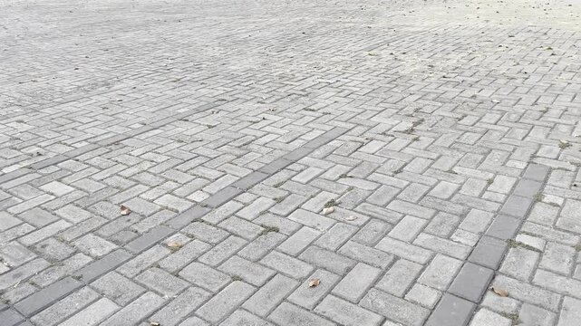 Paving block road surface texture background high angle view