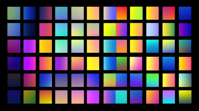 Colorful Squares Grid Gradient Dark Background Abstract Pattern Design Palette Mosaic Vibrant Neon Texture