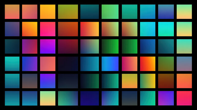 Colorful Squares Grid Gradient Dark Background Abstract Pattern Design Palette Mosaic Vibrant Neon Texture