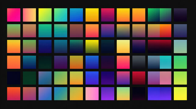 Colorful Squares Grid Neon Gradient Dark Background Abstract Pattern Design Palette Mosaic Vibrant Texture