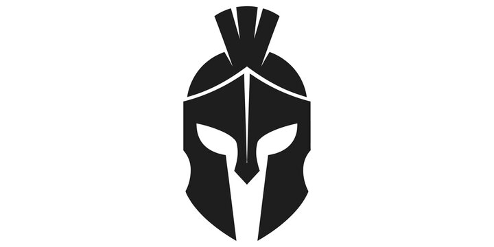 Spartan warrior helmet head gear icon symbol vector isolated on white background depicting historical greek military equipment for combat protection design element.