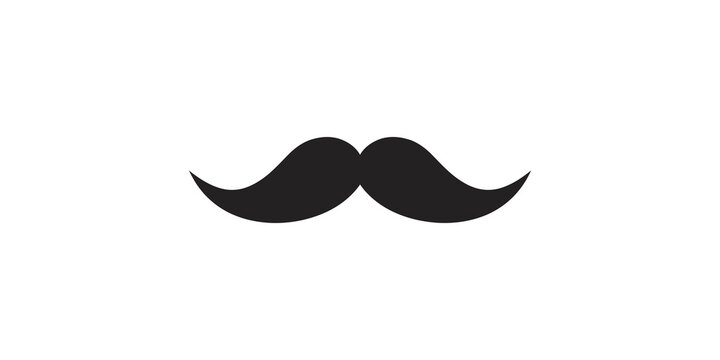 Classic black handlebar mustache icon for facial hair grooming barbershop masculine style accessory symbol isolated graphic element on transparent background.