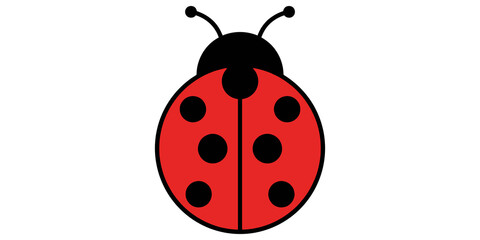 Red ladybug illustration with black spots and antennae on transparent background. © Shan masih