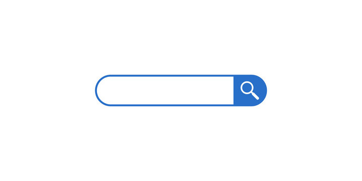 Blue search bar icon with magnifier glass for website and mobile application interface.
