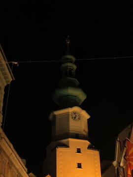 Cobblestone street in old town of Bratislava, Slovakia
