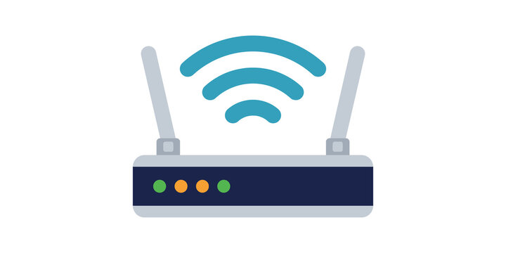 Wireless network router device icon for internet connection technology.