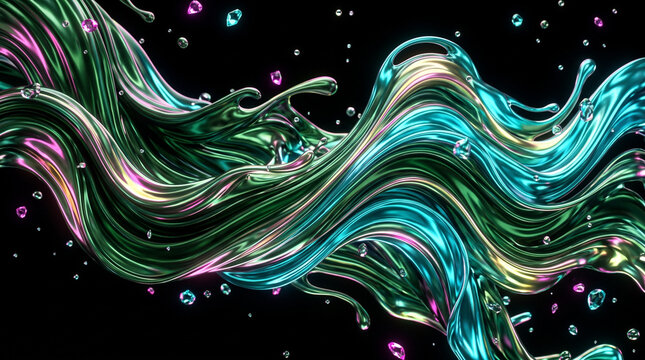 Liquid Neon Waves Energy Motion Abstract