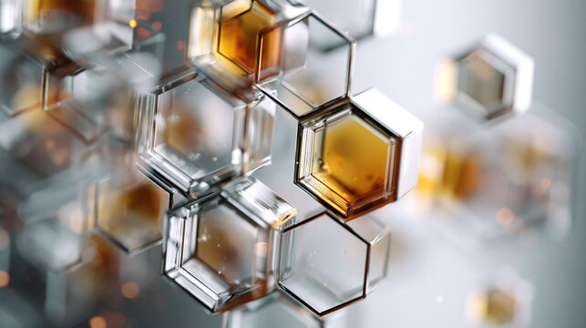 Golden Hexagonal Molecules Connected in 3D Network Structure