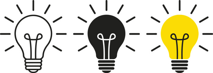 Light bulb icon set creative idea and solution concept vector illustration © Sanjoy
