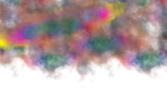 Abstract colorful smoke cloud texture isolated on transparent background