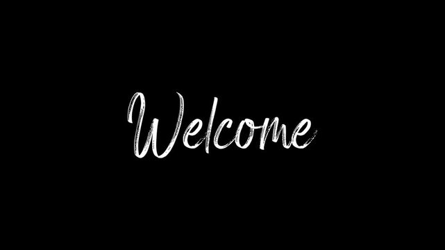 welcome lettering text. Modern calligraphy style illustration. text animation of welcome. on transparent.