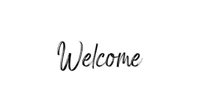 welcome lettering text. Modern calligraphy style illustration. text animation of welcome. on transparent.