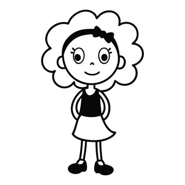 Cute Girl Coloring Page Outline For Kids