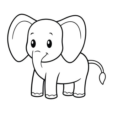 Cute Elephant Coloring Page Outline For Kids