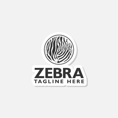 Obraz premium Zebra logo sticker isolated on gray background